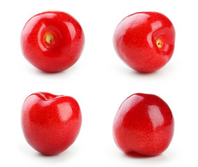 Ripe cherry isolated on a white, collage