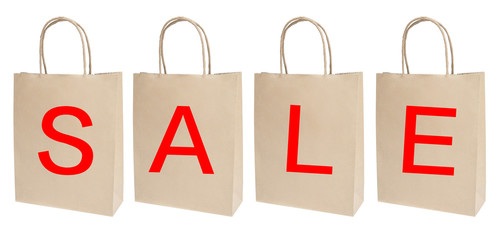 sale shopping bags isolated on white