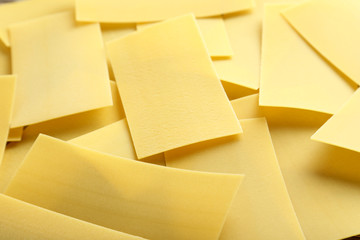 Lasagne sheets pasta background, close up