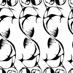 Vector seamless pattern. Abstract background with brush strokes. Monochrome hand drawn texture. Modern graphic design.