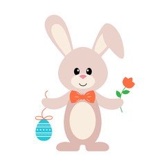 easter bunny with egg and flower