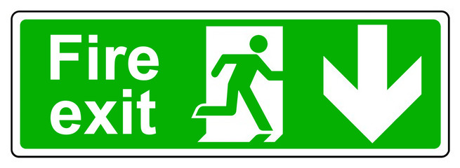 Fire exit down sign