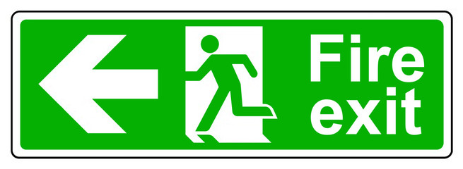 Fire exit left sign