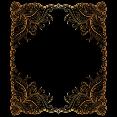 Golden frame with hand-drawing ornament