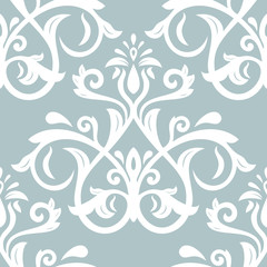 Seamless oriental ornament in the style of baroque. Traditional classic vector blue and white pattern