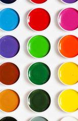 Palette of paints for drawing, top view