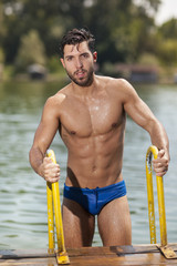sexy man out of the water