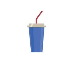 Soda icon. Soda vector illustration. Soda isolated background. Soda flat design. Soda drink, refresh icon. Soda blue glass.