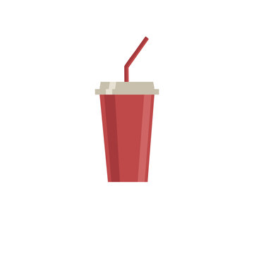 Soda icon. Soda vector illustration. Soda isolated background. Soda flat design. Soda drink, refresh icon. Soda red glass.