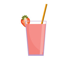 Milkshake vector illustration. Milkshake icon. Strawberry milkshake. Smoothie straw. Milk shake isolated background