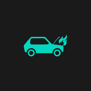 car fired flat icon