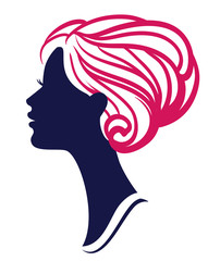 Beautiful womanl silhouette with stylish hairstyle