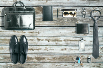 Business tackle on antique wood