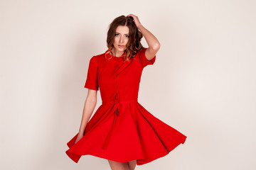 spinning girl in red dress