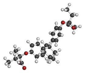 Clinofibrate hyperlipidemia drug molecule (fibrate class). 
