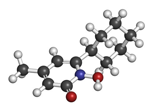 Ciclopirox antifungal drug molecule. 