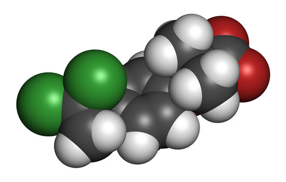 Ciprofibrate hyperlipidemia drug molecule (fibrate class). 