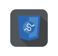 round icon of python framework programming language badge - isolated flat design illustration