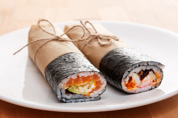 Sushi burrito - new trendy food concept