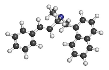 Naftifine antifungal drug molecule. 3D rendering. 