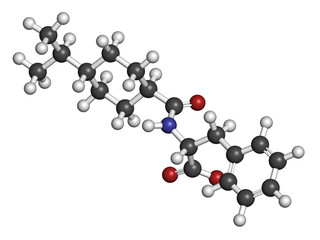 Nateglinide diabetes drug molecule. 3D rendering. 