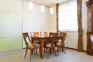 Wooden furniture in dinning room
