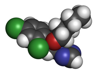 Propiconazole fungicide molecule, used in agriculture for crop protection.