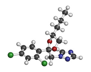 Propiconazole fungicide molecule, used in agriculture for crop protection.
