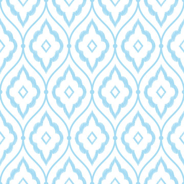 Seamless Blue Vintage Persian Ikat Pattern Vector