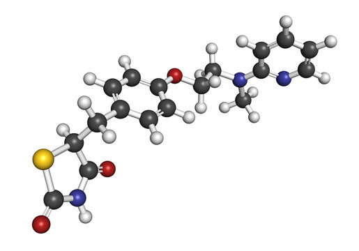 Rosiglitazone diabetes drug molecule. 