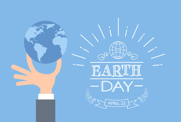 Earth Day Business Man Hand Hold Globe