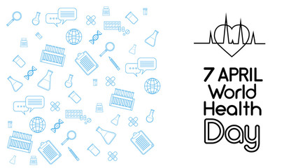 World Health Day Medicine Banner Sketch Background