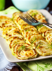 Fried slices of zucchini
