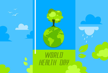Health World Day Green Globe With Growing Tree