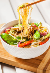 Glass noodles with vegetables and chicken