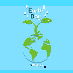 Earth Day Green Tree Growing Globe Ecological Protection