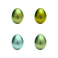 Metallic Easter eggs. Decorative vector elements.