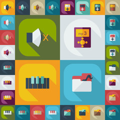 Flat modern design with shadow icons music