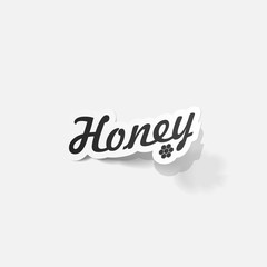 Realistic paper sticker: honey
