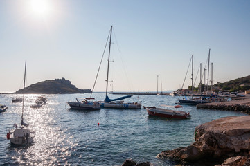 Fototapeta na wymiar Agios Nikolaos port on Zakynthos at sunrise
