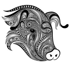 Abstract vector pig patterns for tattoo