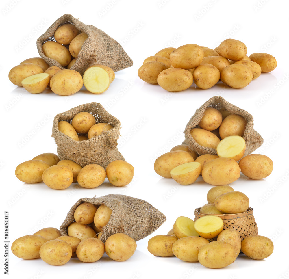 Wall mural potato isolated on white background