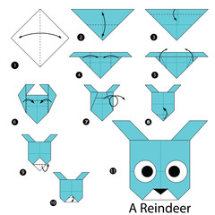 step by step instructions how to make origami A Reindeer.