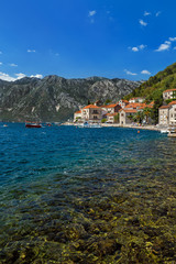 Fototapeta na wymiar Village Perast on coast of Boka Kotor bay - Montenegro