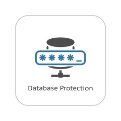 Database Protection Icon. Flat Design.