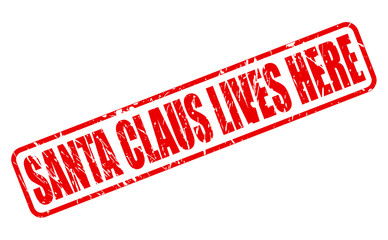 SANTA CLAUS LIVES HERE RED STAMP TEXT