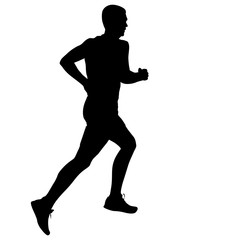Silhouettes Runners on sprint, men. vector illustration.