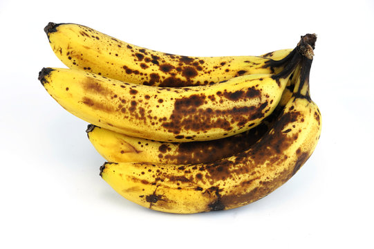 rotted banana on white background
