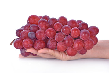 red grapes isolated on white background