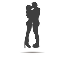 Fototapeta na wymiar kissing couple double shadow icon vector